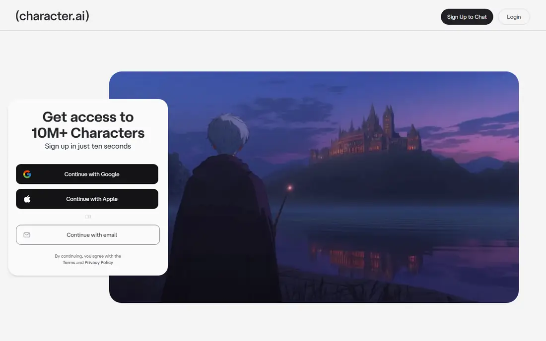 Character.AI homepage
