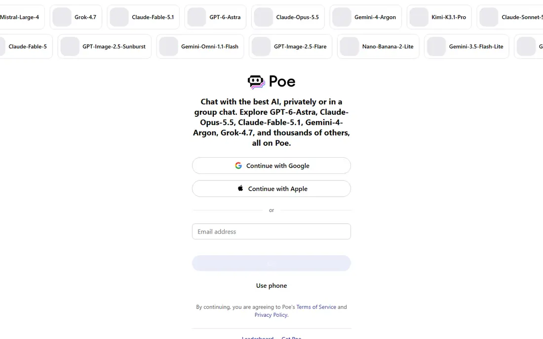 Poe homepage