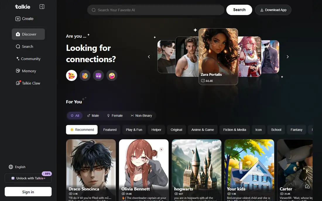 Talkie homepage