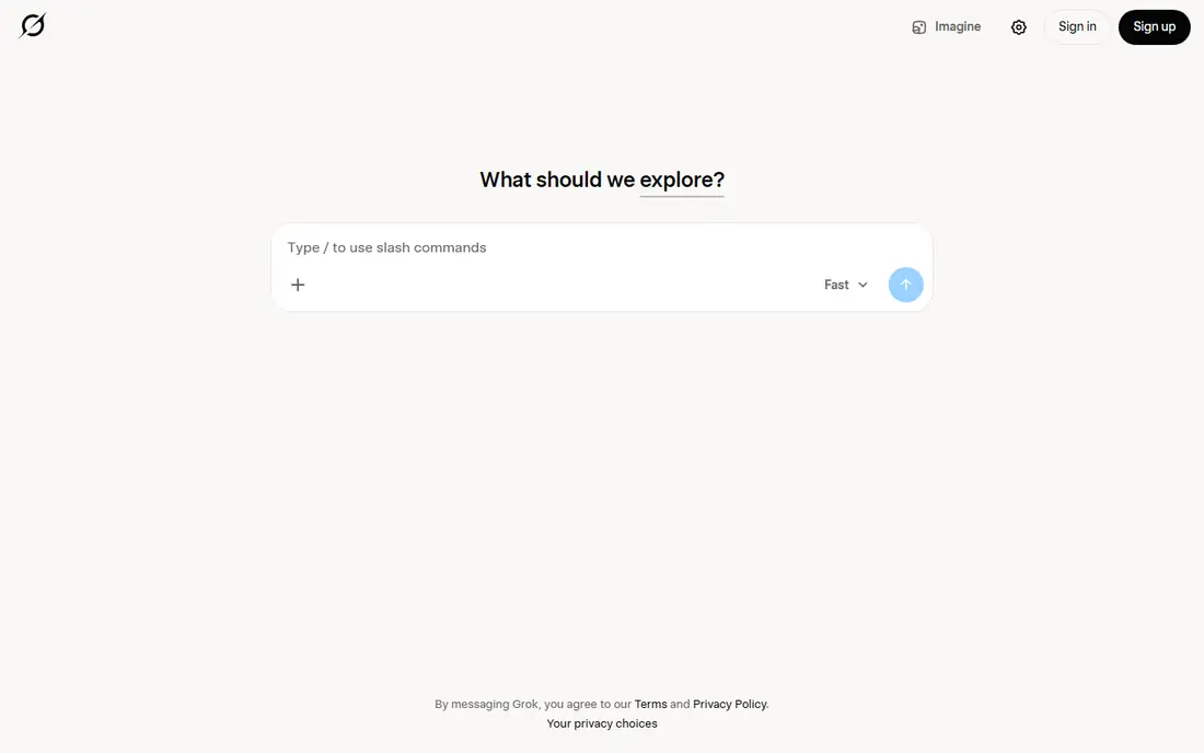Grok homepage