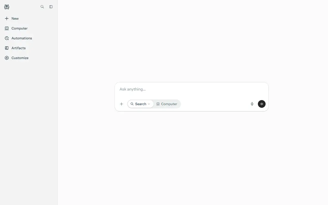 Perplexity homepage