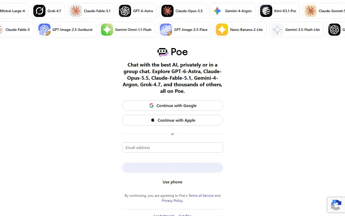 Poe homepage