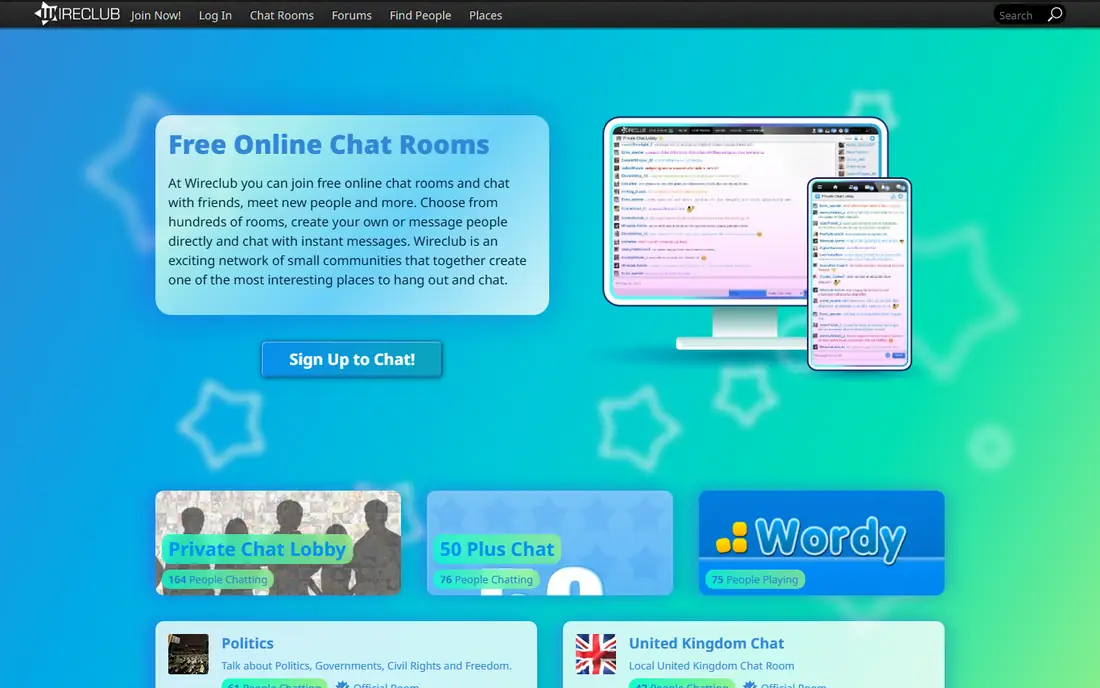 Wireclub homepage