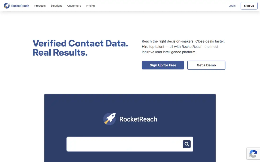 RocketReach homepage