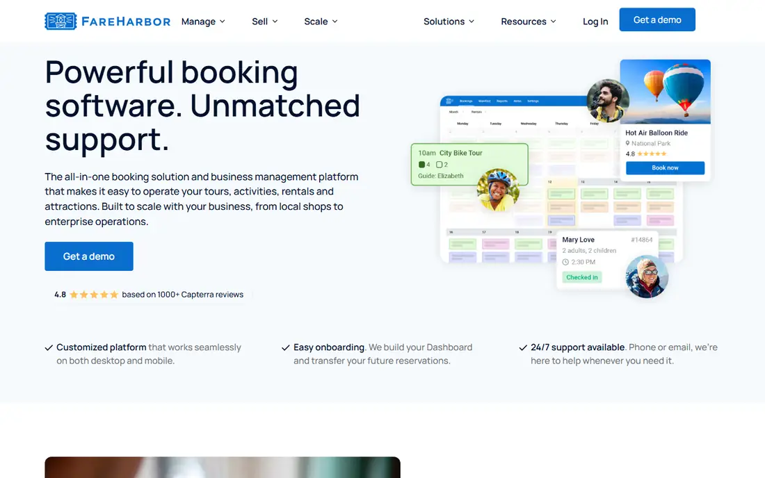 FareHarbor homepage