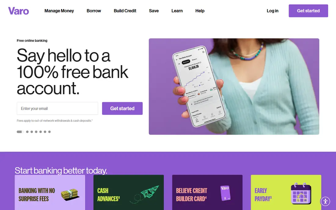 Varo Bank homepage