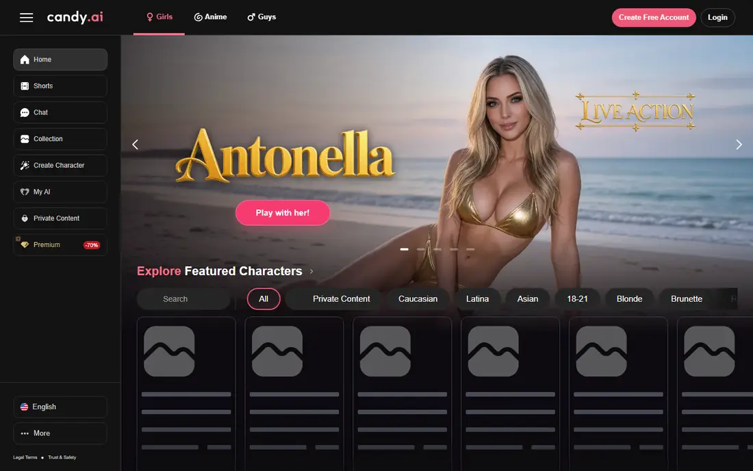 Candy AI homepage