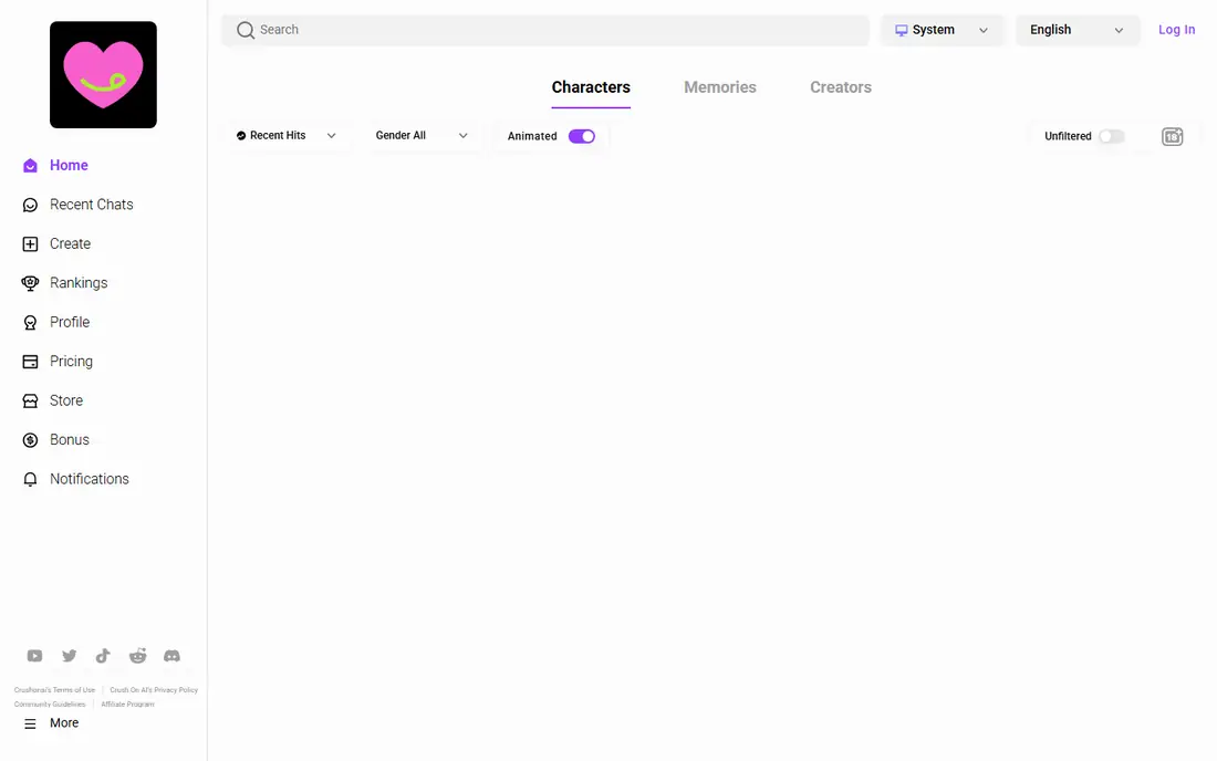 CrushOn AI homepage