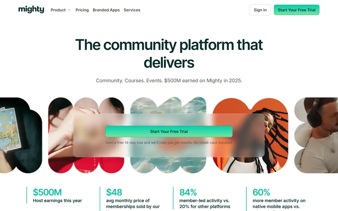 Mighty Networks homepage