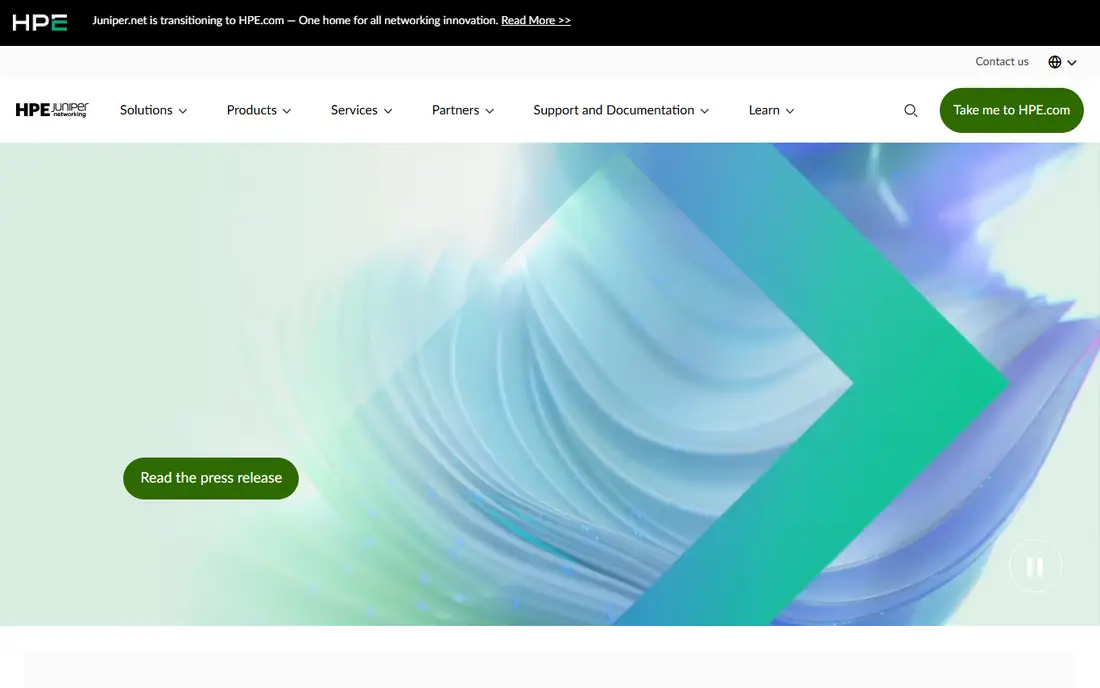 Juniper Networks homepage