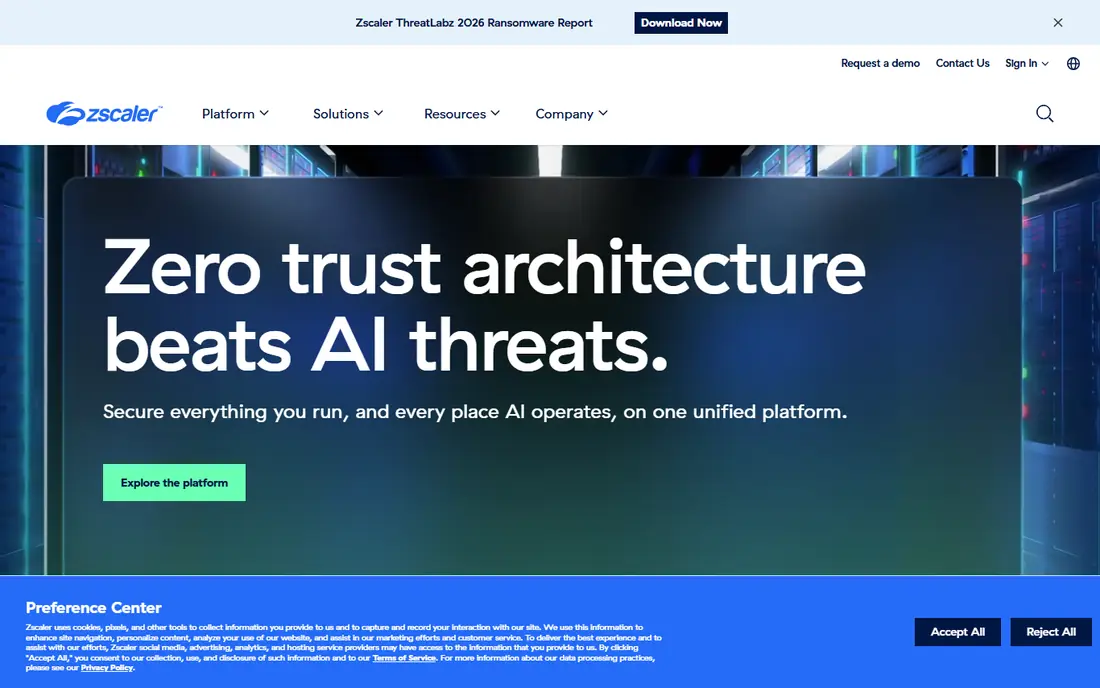 Zscaler Internet Access homepage
