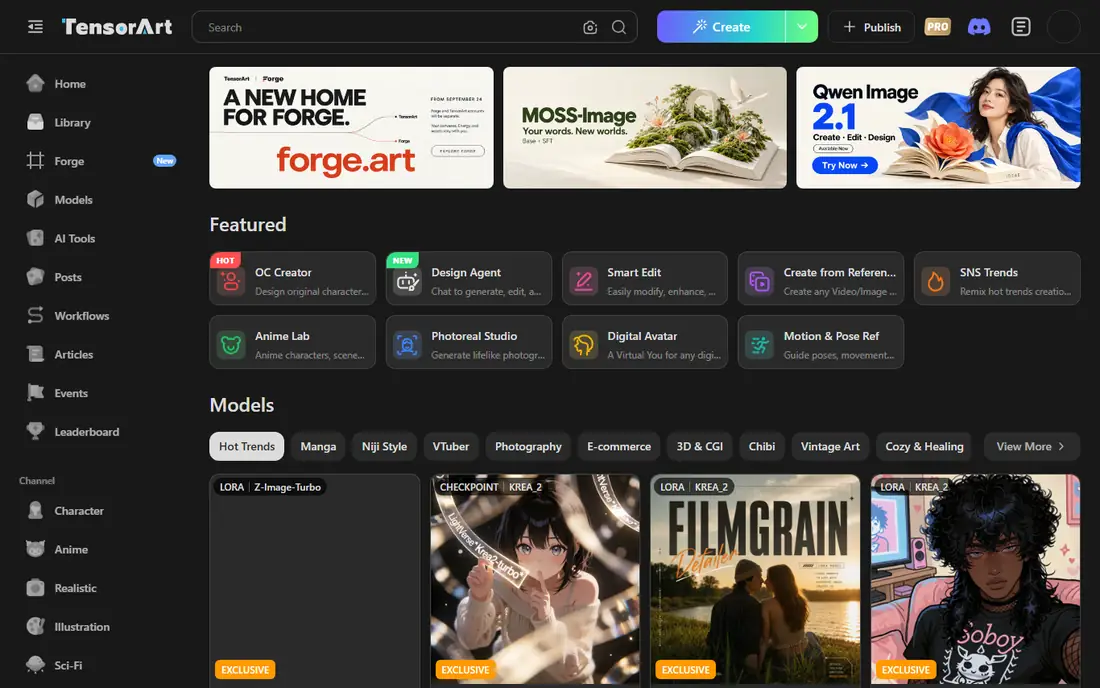 TensorArt homepage
