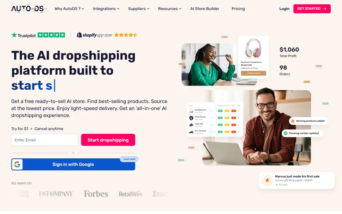 AutoDS homepage