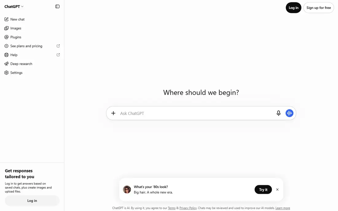 ChatGPT homepage