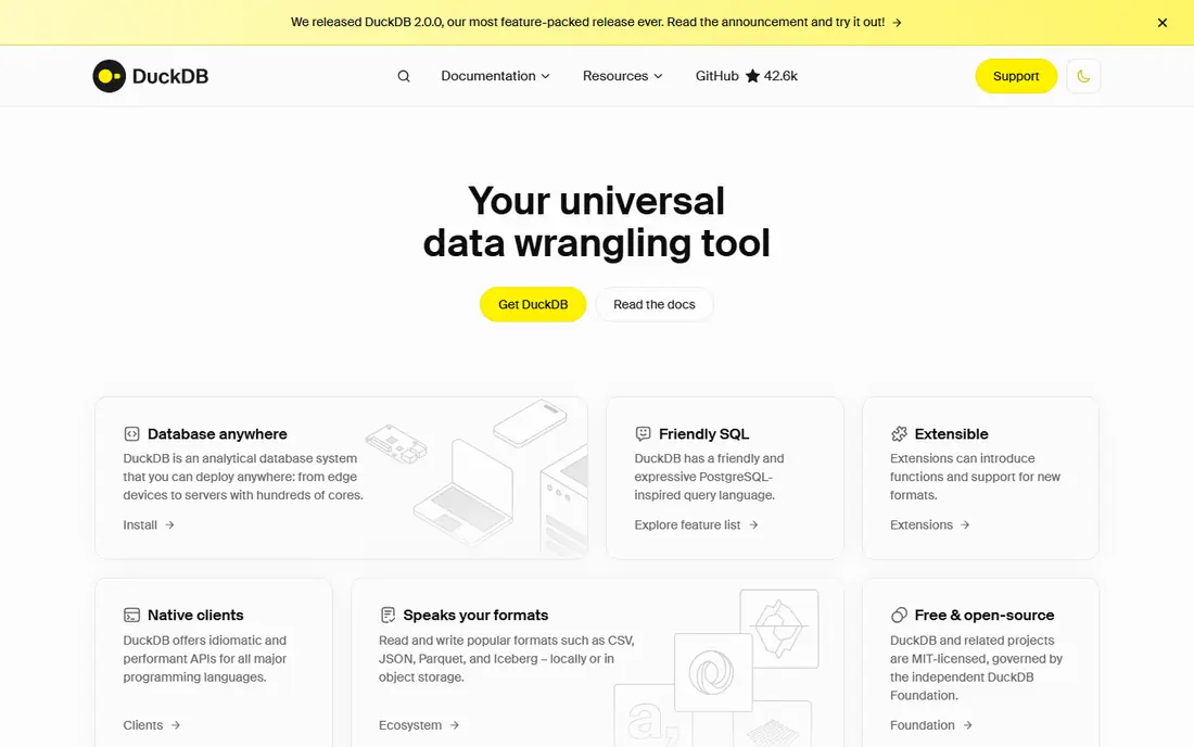DuckDB homepage