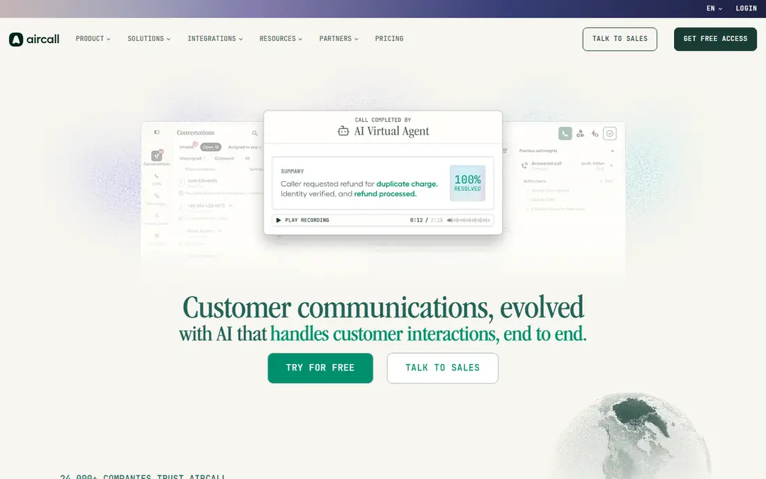 Aircall homepage