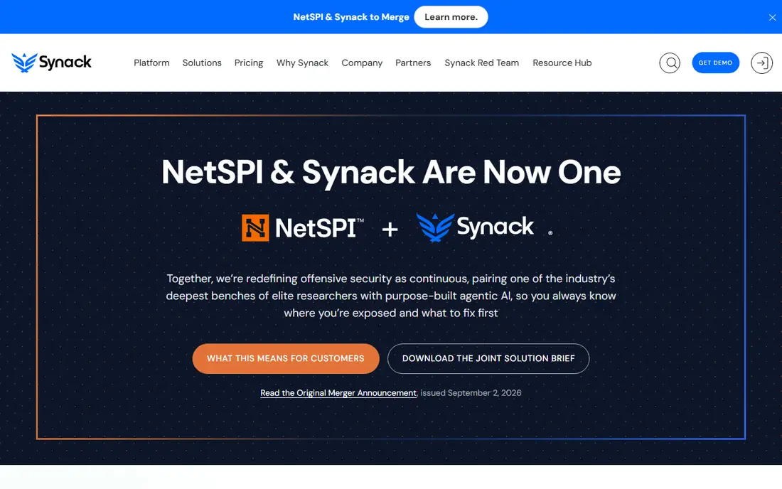 Synack homepage