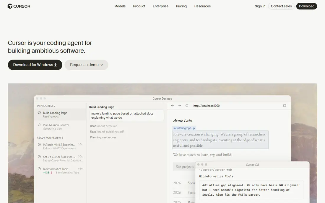 Cursor homepage