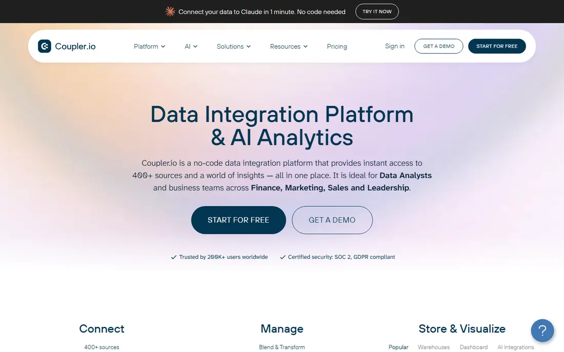Coupler.io homepage
