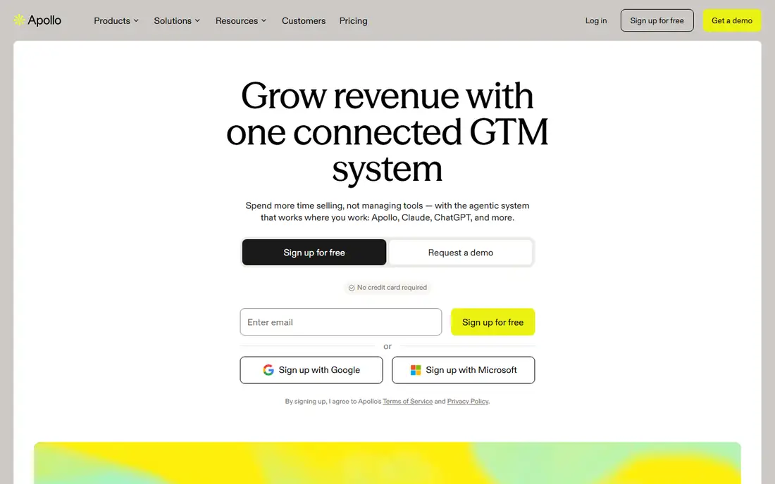 Apollo.io homepage
