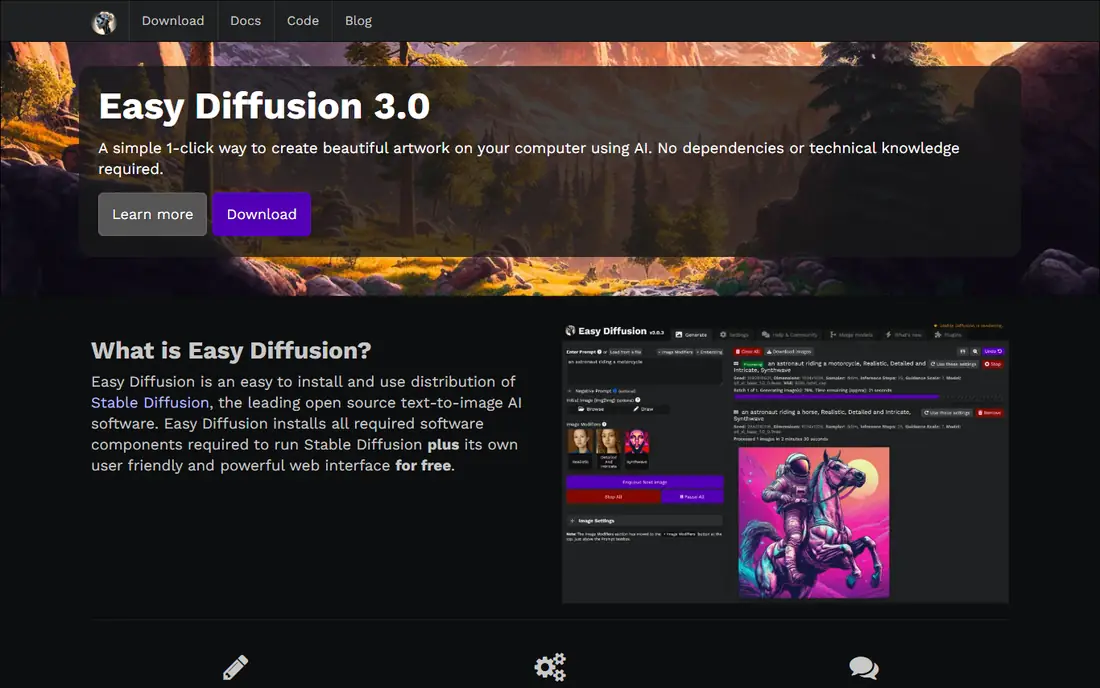 Easy Diffusion homepage
