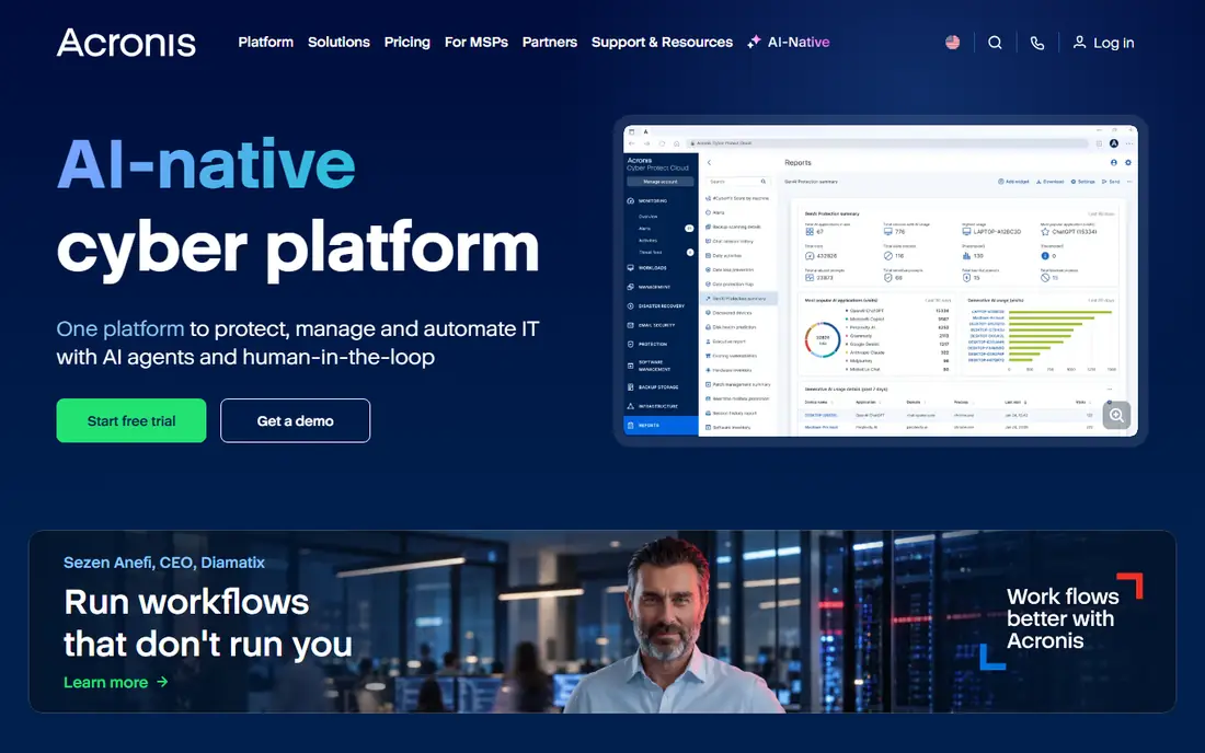 Acronis homepage