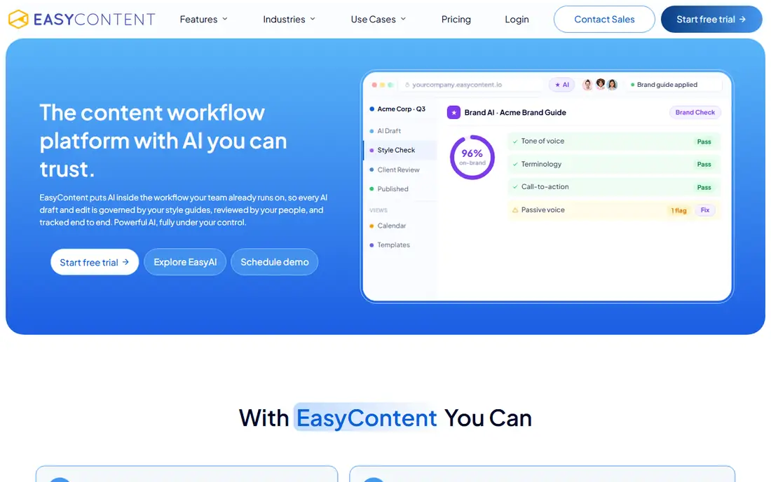 EasyContent homepage