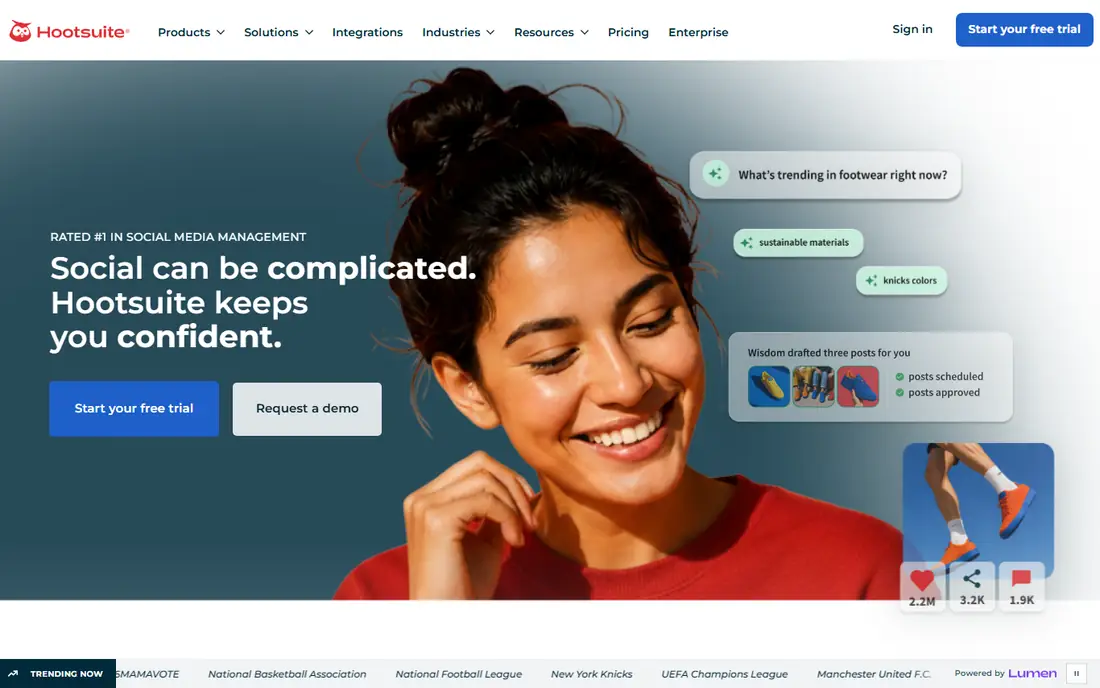 Hootsuite homepage