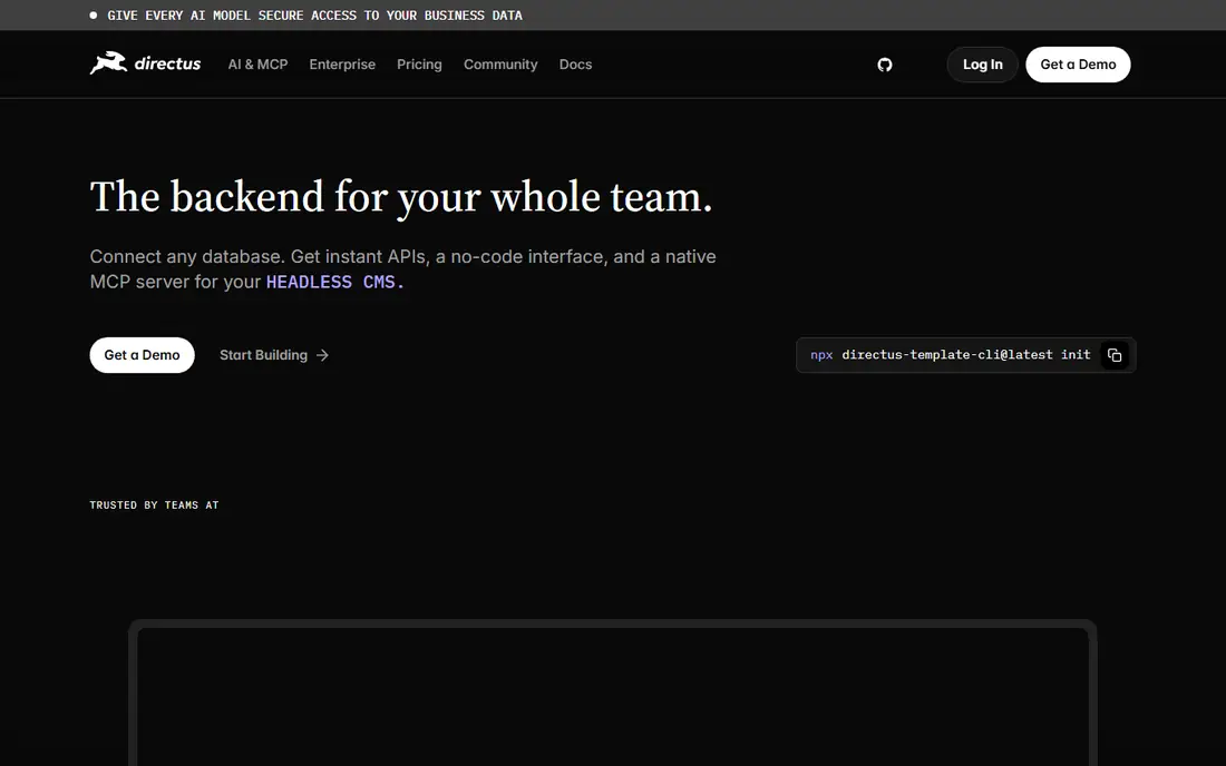 Directus homepage