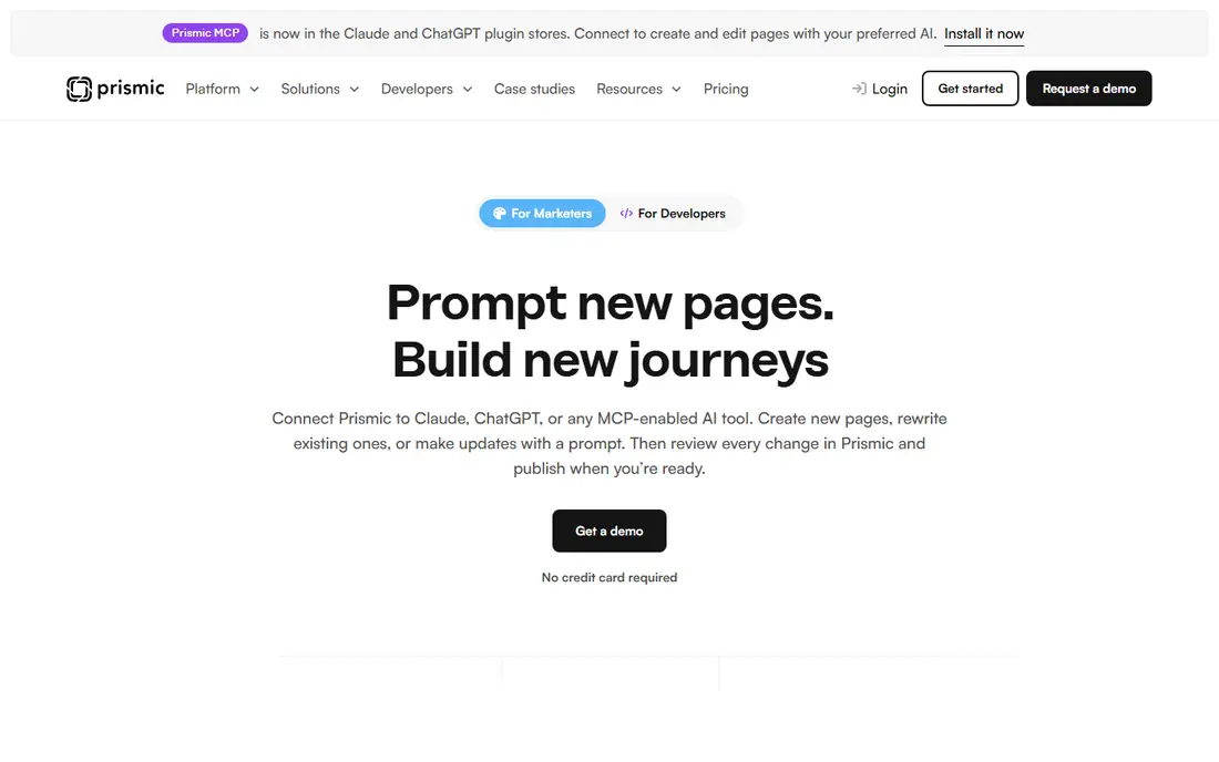 Prismic homepage