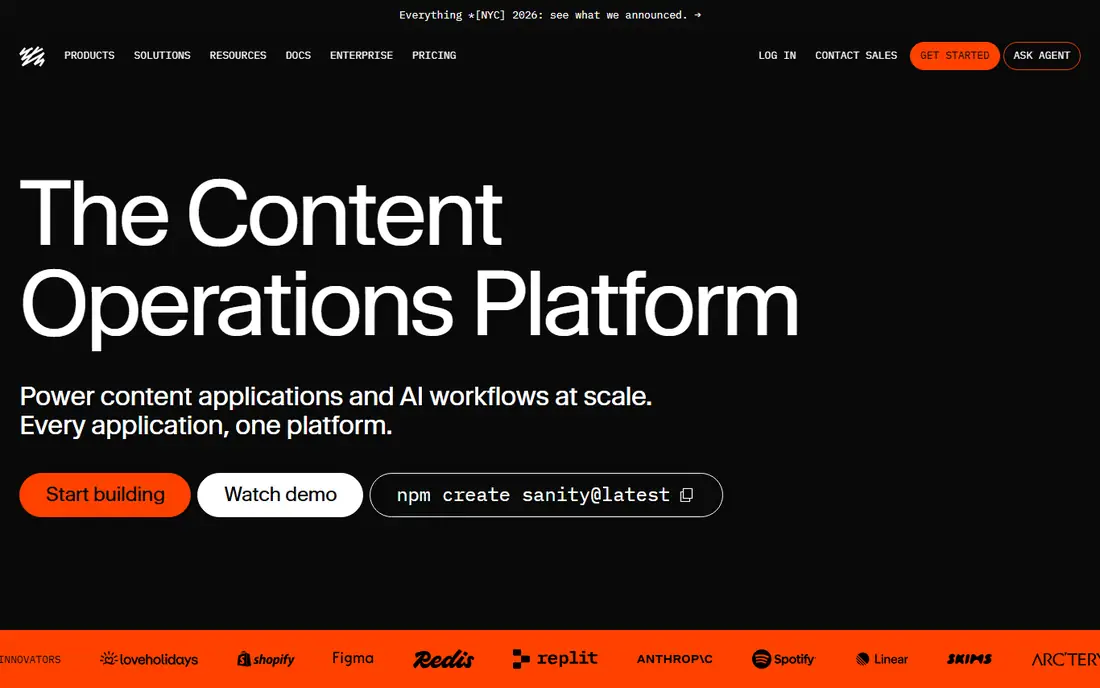 Sanity homepage