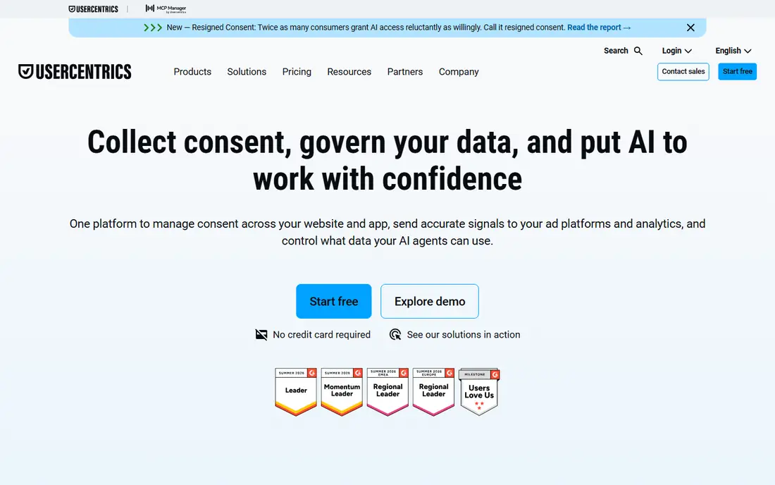 Usercentrics homepage