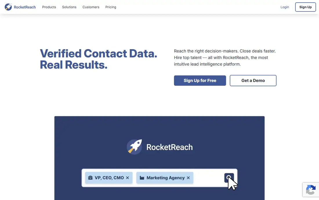 RocketReach homepage