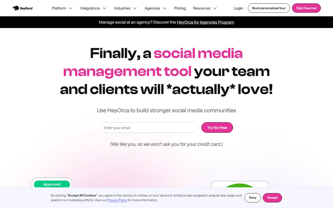 HeyOrca homepage
