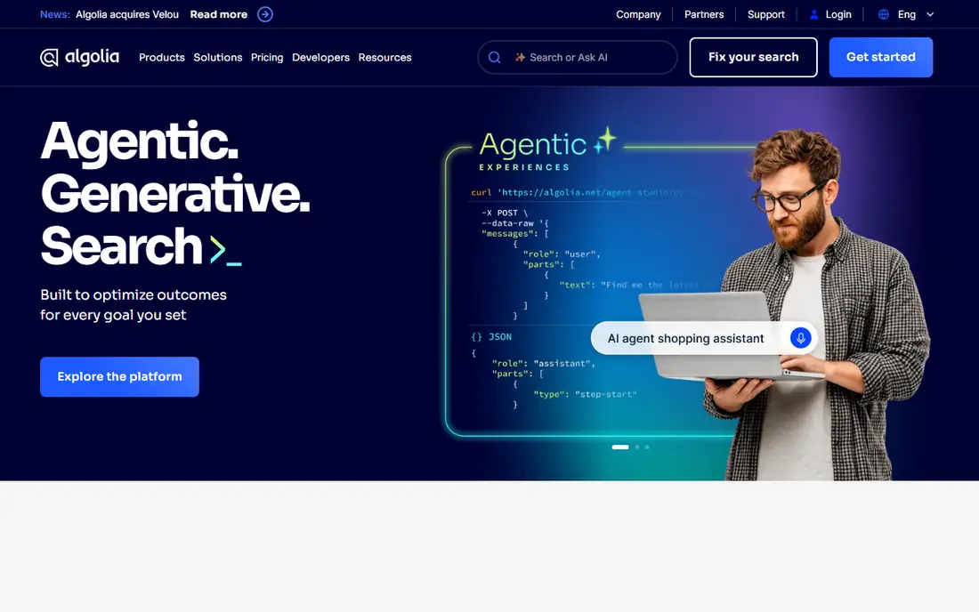 Algolia homepage