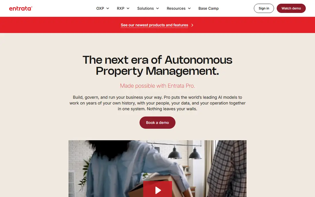 Entrata homepage