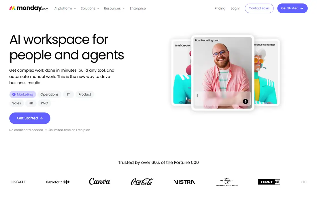 monday CRM homepage