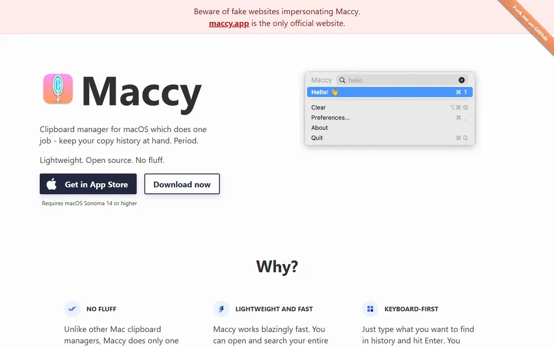 Maccy homepage