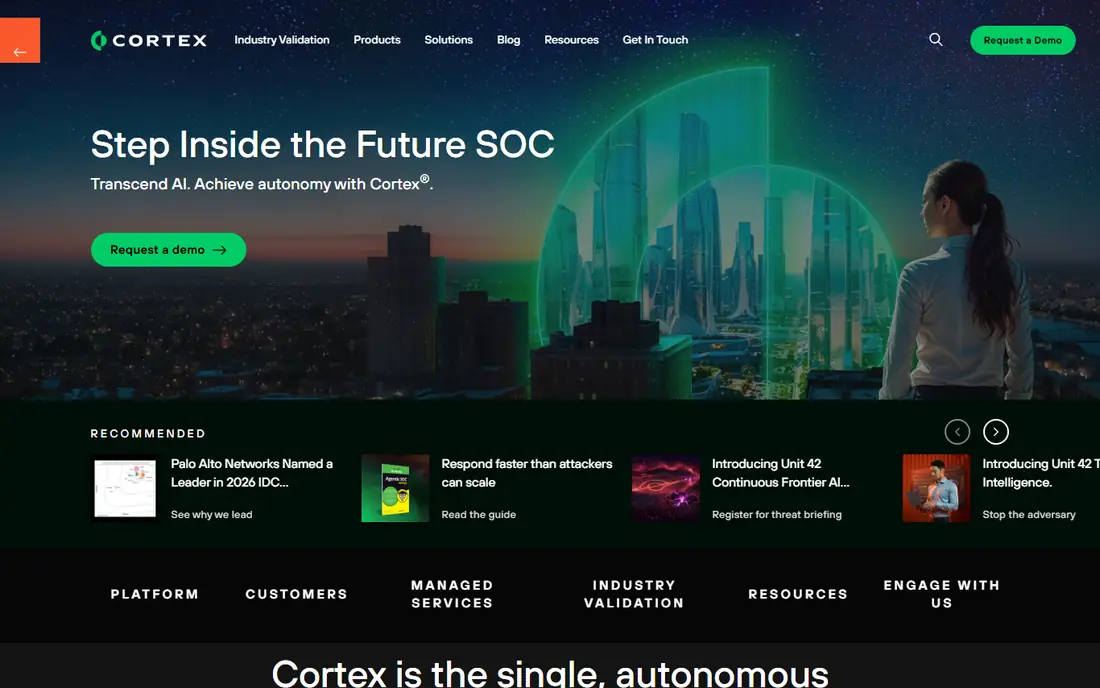 Palo Alto Cortex XDR homepage