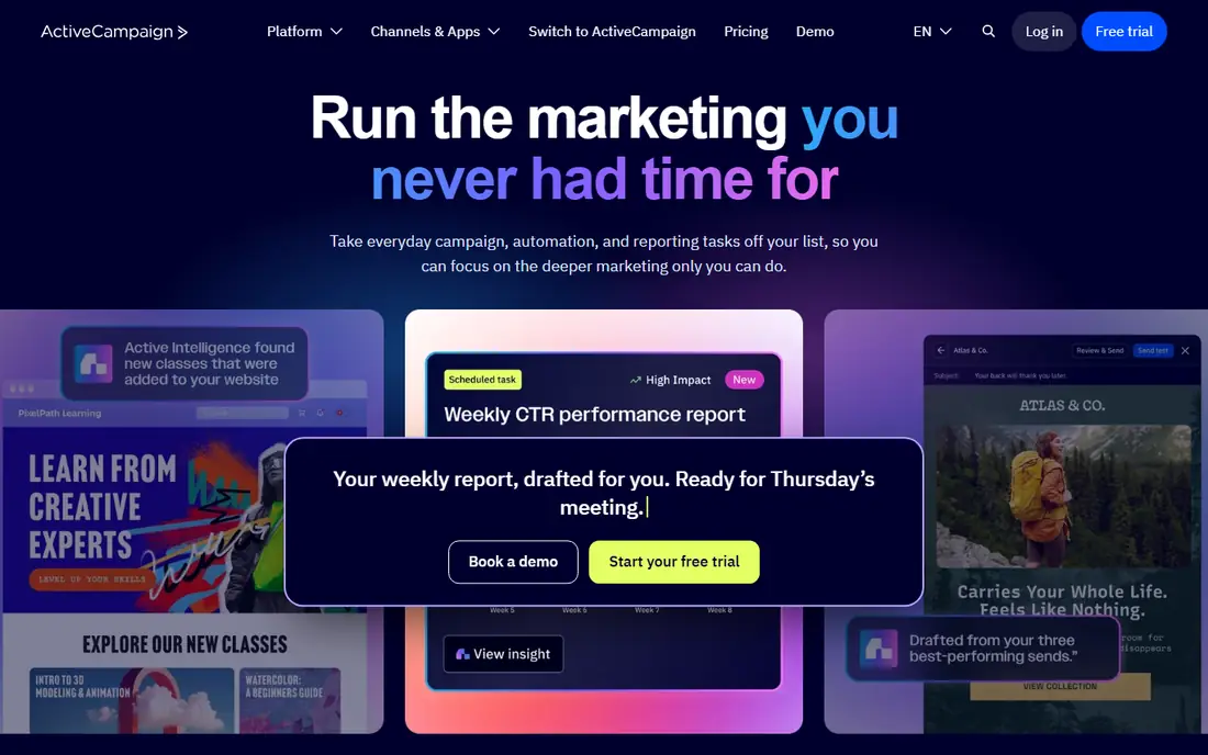 ActiveCampaign homepage