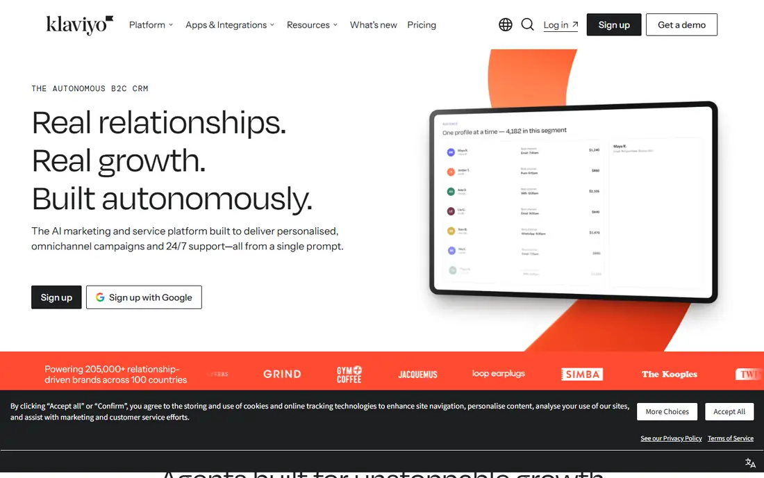 Klaviyo homepage
