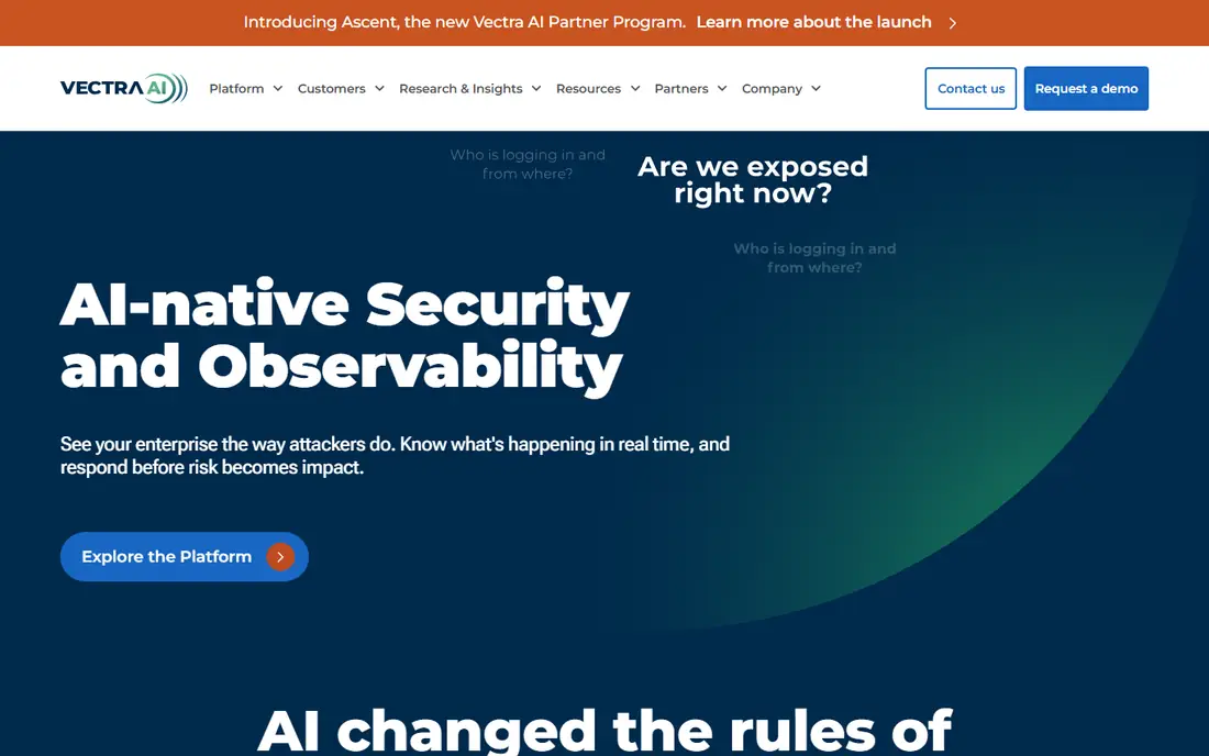 Vectra AI homepage