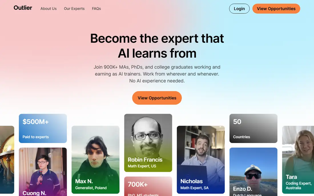 Outlier homepage