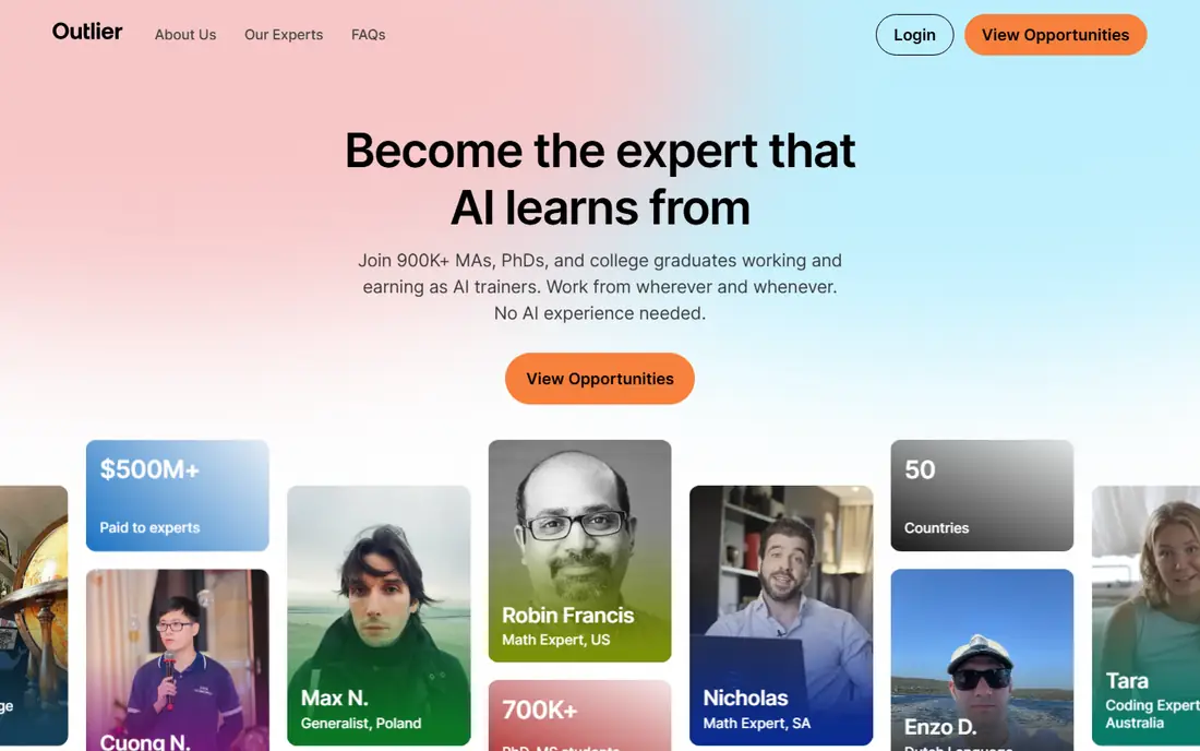 Outlier homepage