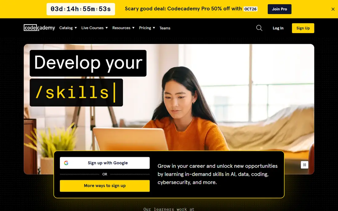 Codecademy homepage