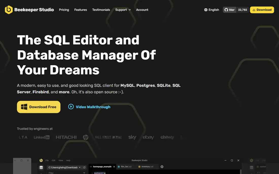 Beekeeper Studio homepage