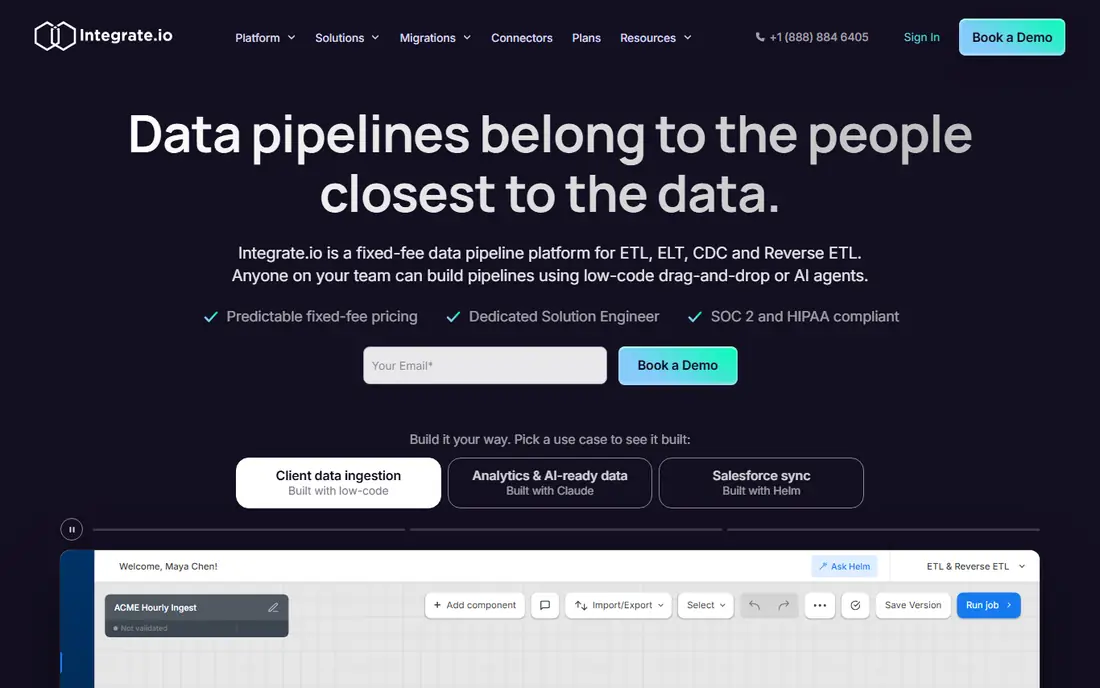 Integrate.io homepage