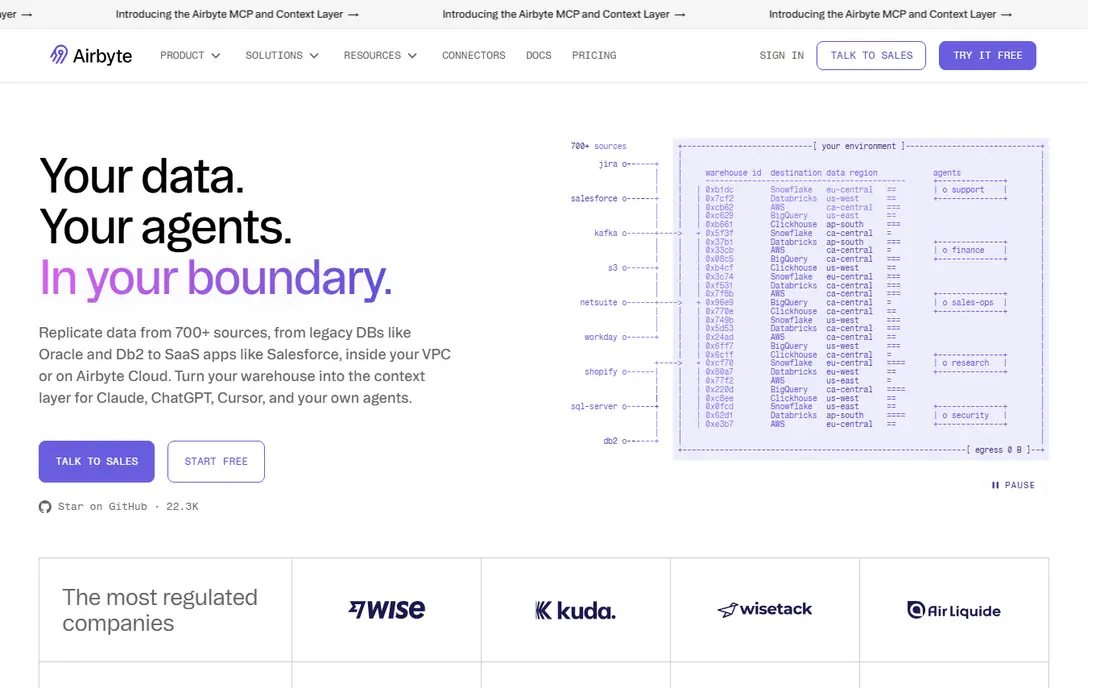 Airbyte homepage