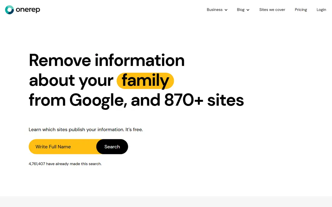 OneRep homepage