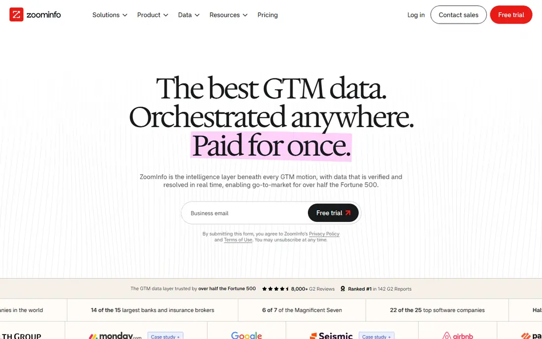 ZoomInfo Marketing homepage